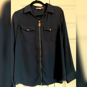 Michael Kors Blue Zip Up Shirt, size 4